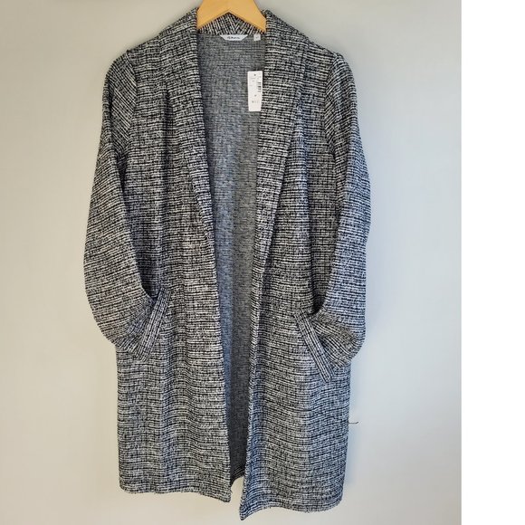Tweed blazer cardigan with long sleeves and pockets NWT - Picture 1 of 6